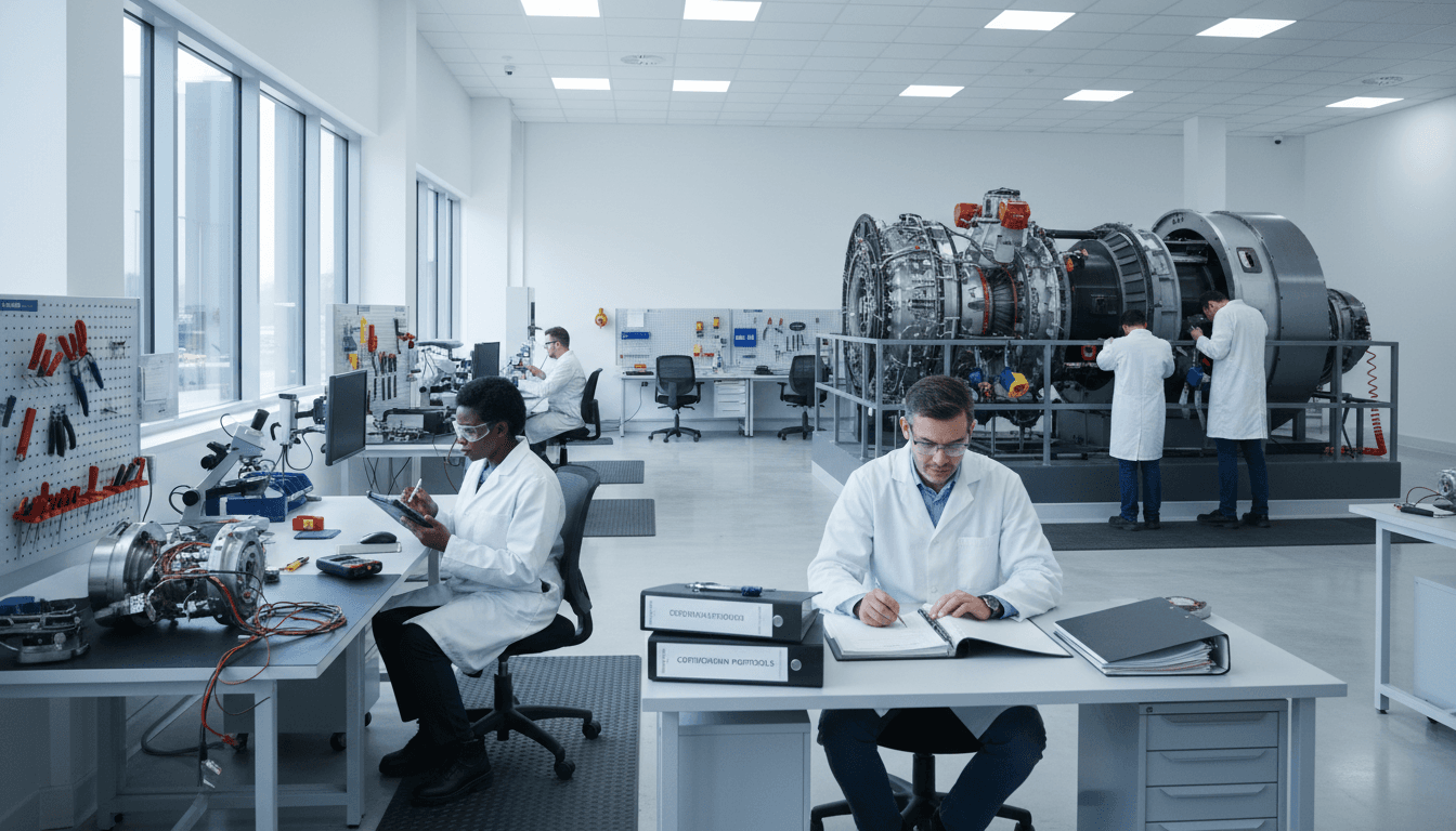 Quality engineer conducting inspection in modern industrial facility with professional lighting